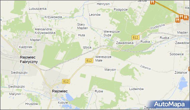 mapa Wereszcze Małe, Wereszcze Małe na mapie Targeo