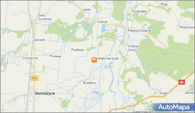 mapa Więcmierzyce, Więcmierzyce na mapie Targeo
