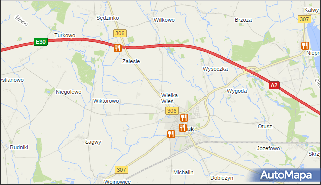 mapa Wielka Wieś gmina Buk, Wielka Wieś gmina Buk na mapie Targeo