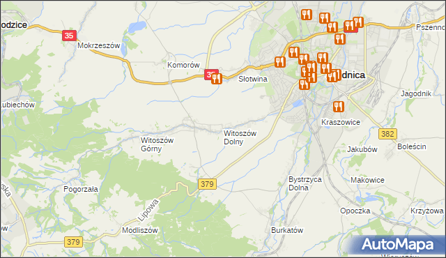 mapa Witoszów Dolny, Witoszów Dolny na mapie Targeo