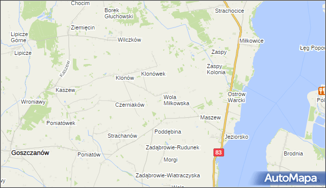 mapa Wola Miłkowska, Wola Miłkowska na mapie Targeo