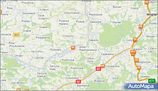 mapa Wola Radziszowska, Wola Radziszowska na mapie Targeo