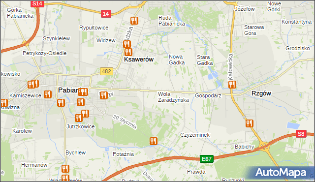 mapa Wola Zaradzyńska, Wola Zaradzyńska na mapie Targeo
