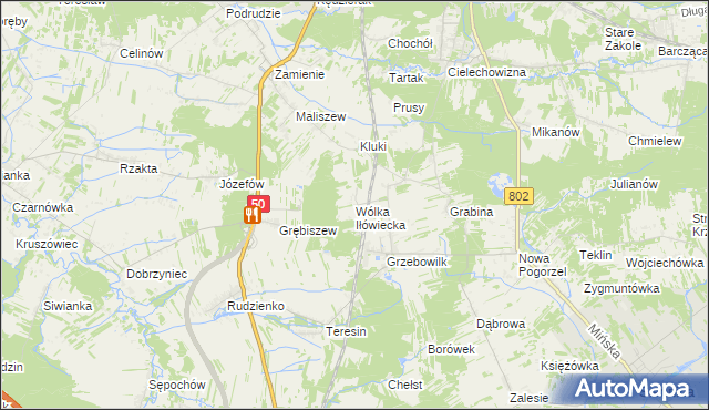 mapa Wólka Iłówiecka, Wólka Iłówiecka na mapie Targeo