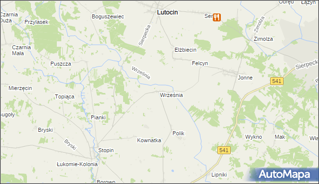 mapa Września gmina Rościszewo, Września gmina Rościszewo na mapie Targeo