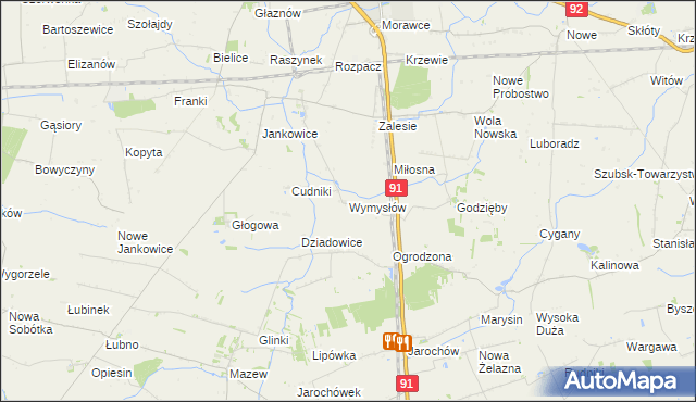 mapa Wymysłów gmina Krośniewice, Wymysłów gmina Krośniewice na mapie Targeo