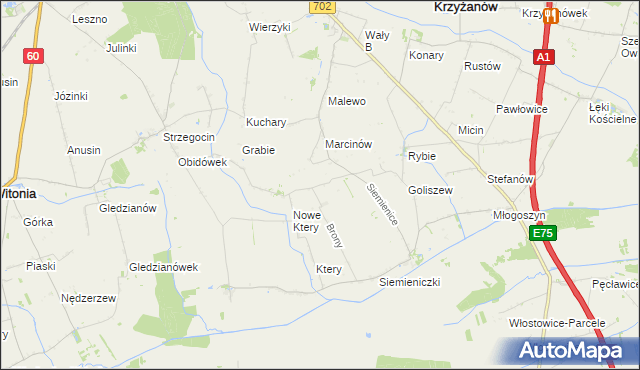 mapa Wyręby Siemienickie, Wyręby Siemienickie na mapie Targeo