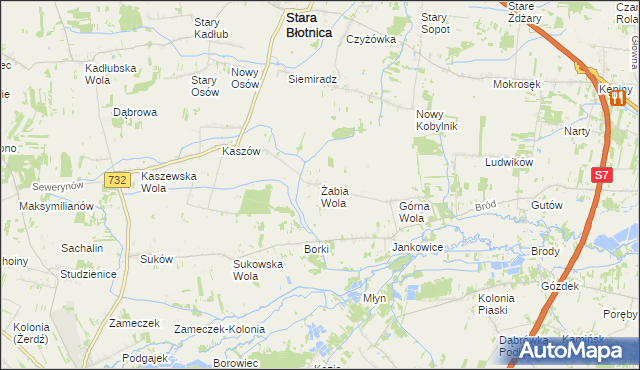 mapa Żabia Wola gmina Stara Błotnica, Żabia Wola gmina Stara Błotnica na mapie Targeo