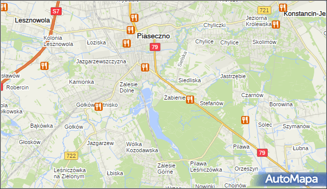mapa Żabieniec gmina Piaseczno, Żabieniec gmina Piaseczno na mapie Targeo