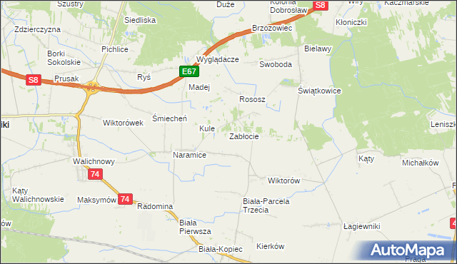 mapa Zabłocie gmina Biała, Zabłocie gmina Biała na mapie Targeo