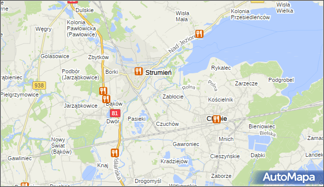 mapa Zabłocie gmina Strumień, Zabłocie gmina Strumień na mapie Targeo