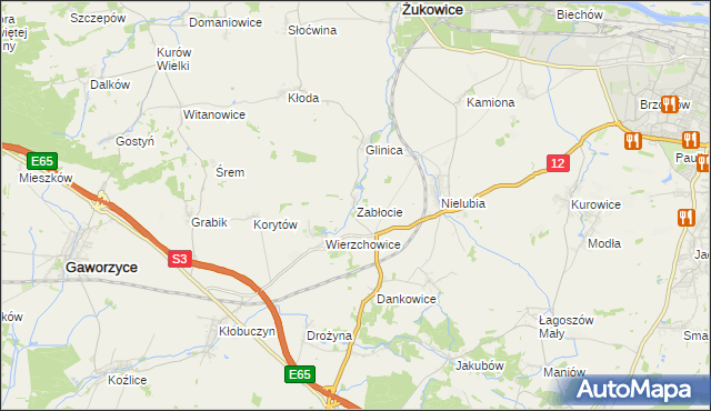 mapa Zabłocie gmina Żukowice, Zabłocie gmina Żukowice na mapie Targeo