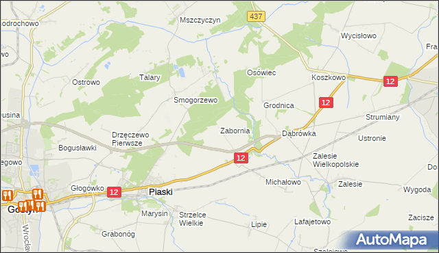 mapa Zabornia gmina Piaski, Zabornia gmina Piaski na mapie Targeo