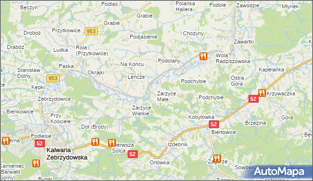 mapa Zarzyce Małe, Zarzyce Małe na mapie Targeo