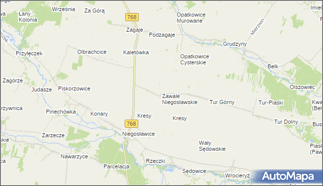 mapa Zawale Niegosławskie, Zawale Niegosławskie na mapie Targeo