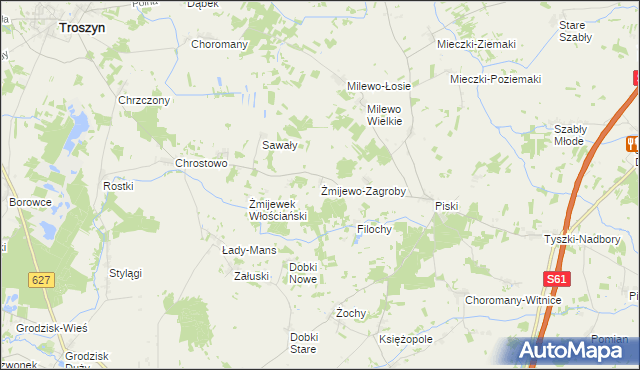 mapa Żmijewo-Zagroby, Żmijewo-Zagroby na mapie Targeo
