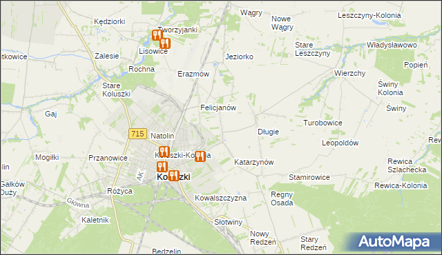 mapa Zygmuntów gmina Koluszki, Zygmuntów gmina Koluszki na mapie Targeo