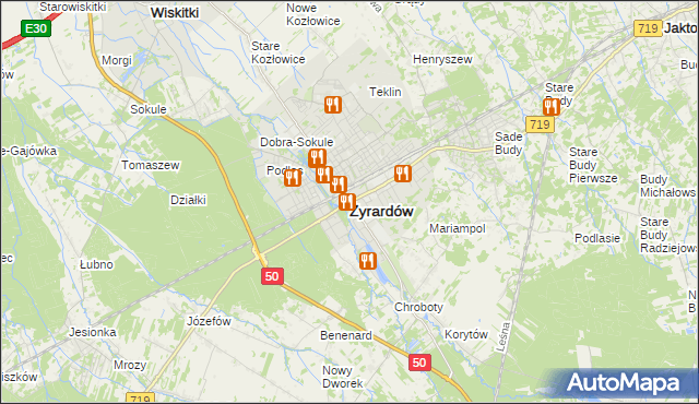 mapa Żyrardów, Żyrardów na mapie Targeo