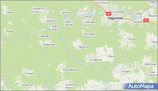 mapa Błotnica gmina Stąporków, Błotnica gmina Stąporków na mapie Targeo