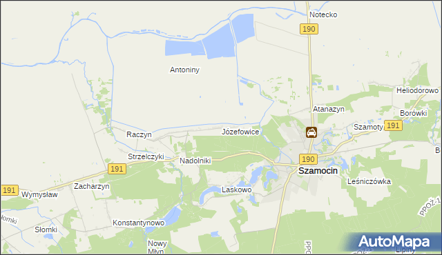 mapa Józefowice gmina Szamocin, Józefowice gmina Szamocin na mapie Targeo