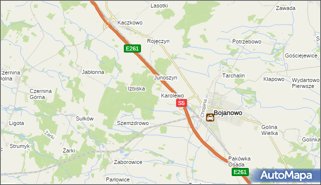 mapa Karolewo gmina Bojanowo, Karolewo gmina Bojanowo na mapie Targeo