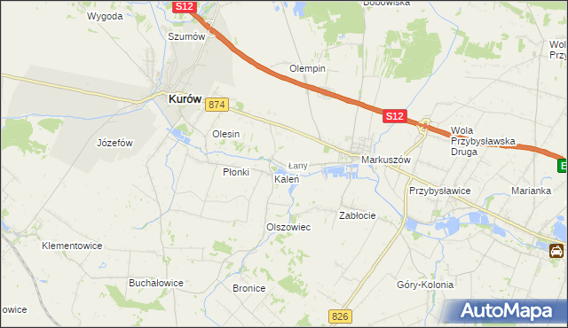 mapa Łany gmina Markuszów, Łany gmina Markuszów na mapie Targeo
