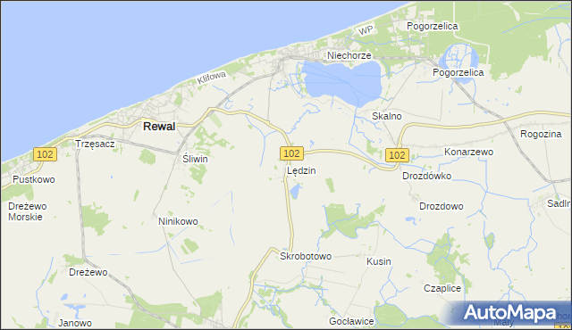 mapa Lędzin, Lędzin na mapie Targeo