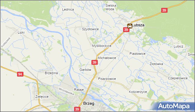 mapa Michałowice gmina Lubsza, Michałowice gmina Lubsza na mapie Targeo
