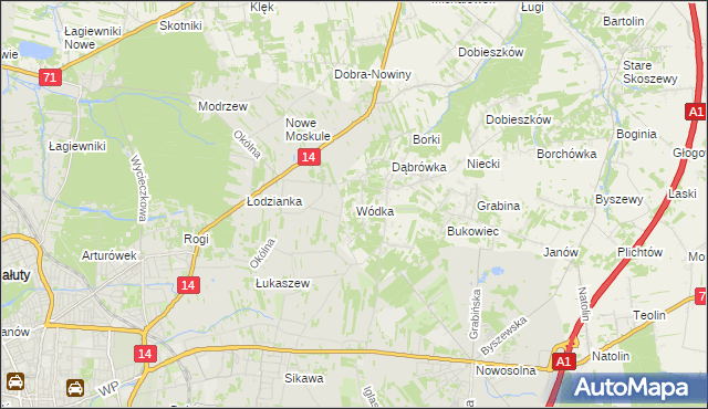 mapa Wódka gmina Nowosolna, Wódka gmina Nowosolna na mapie Targeo