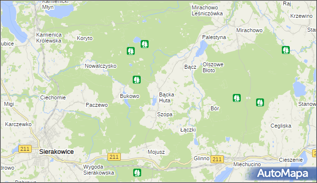 mapa Bącka Huta, Bącka Huta na mapie Targeo