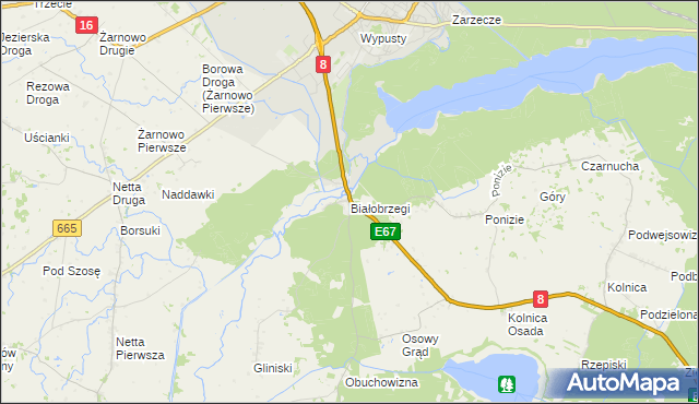 mapa Białobrzegi gmina Augustów, Białobrzegi gmina Augustów na mapie Targeo
