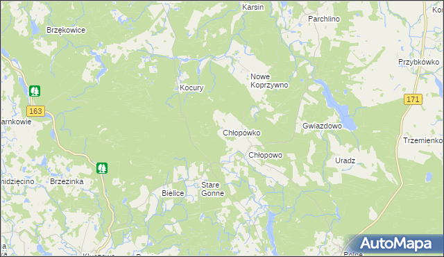 mapa Chłopówko gmina Barwice, Chłopówko gmina Barwice na mapie Targeo