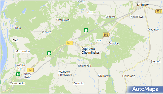 mapa Dąbrowa Chełmińska, Dąbrowa Chełmińska na mapie Targeo