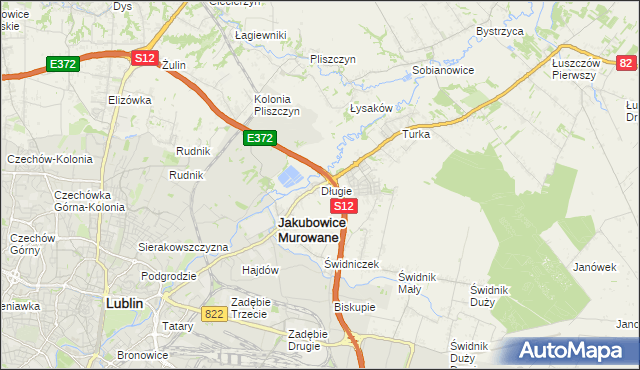 mapa Długie gmina Wólka, Długie gmina Wólka na mapie Targeo