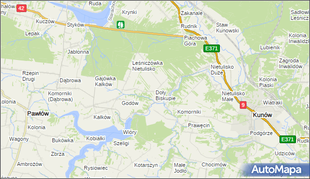 mapa Doły Biskupie, Doły Biskupie na mapie Targeo