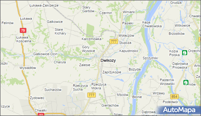 mapa Dwikozy, Dwikozy na mapie Targeo