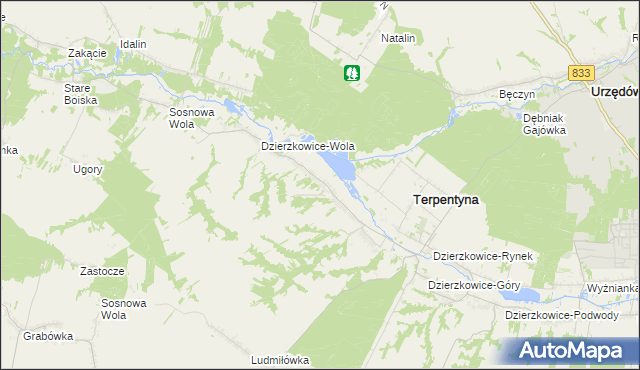 mapa Dzierzkowice-Zastawie, Dzierzkowice-Zastawie na mapie Targeo
