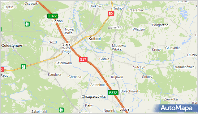 mapa Gadka gmina Kołbiel, Gadka gmina Kołbiel na mapie Targeo
