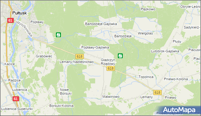mapa Gładczyn Rządowy, Gładczyn Rządowy na mapie Targeo