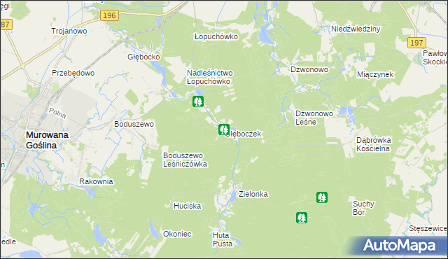 mapa Głęboczek gmina Murowana Goślina, Głęboczek gmina Murowana Goślina na mapie Targeo