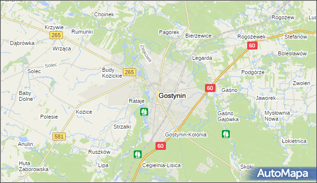 mapa Gostynin, Gostynin na mapie Targeo