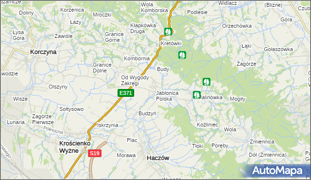 mapa Jabłonica Polska, Jabłonica Polska na mapie Targeo