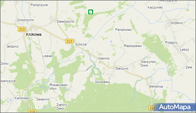 mapa Kłanino gmina Krokowa, Kłanino gmina Krokowa na mapie Targeo