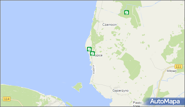 mapa Kopice gmina Stepnica, Kopice gmina Stepnica na mapie Targeo