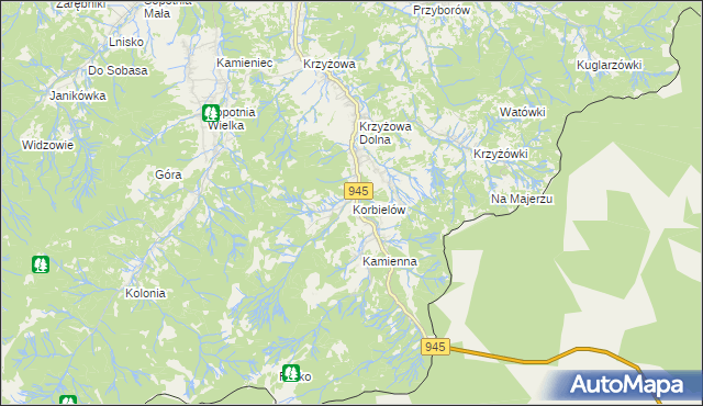 mapa Korbielów, Korbielów na mapie Targeo