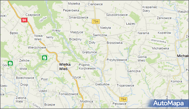 mapa Korzkiew, Korzkiew na mapie Targeo
