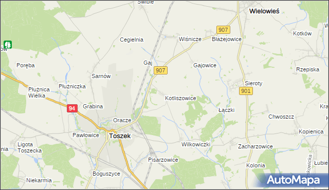 mapa Kotliszowice, Kotliszowice na mapie Targeo