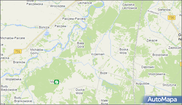 mapa Krzemień gmina Stromiec, Krzemień gmina Stromiec na mapie Targeo