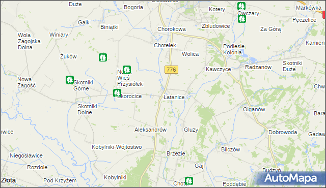 mapa Łatanice, Łatanice na mapie Targeo