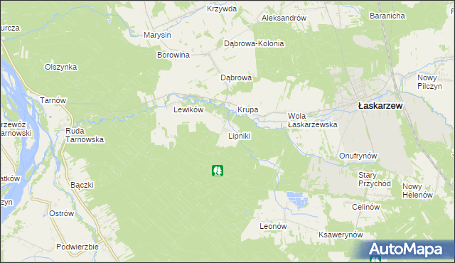 mapa Lipniki gmina Łaskarzew, Lipniki gmina Łaskarzew na mapie Targeo